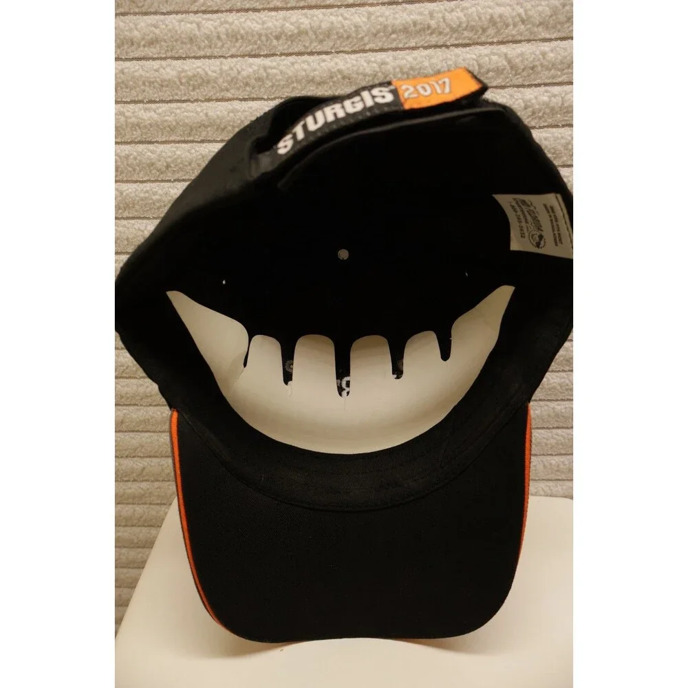 NEW Sturgis 77th Annual 2017 Black Hills Rally Motorcycle Hat Cap Gray Orange